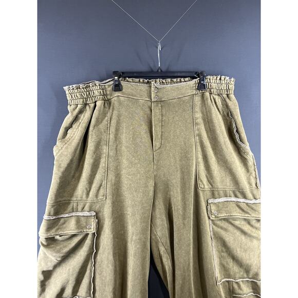 New DAILY PRACTICE BY ANTHROPOLOGIE Utility Wide-leg Pants Size 2X Green - Picture 3 of 7